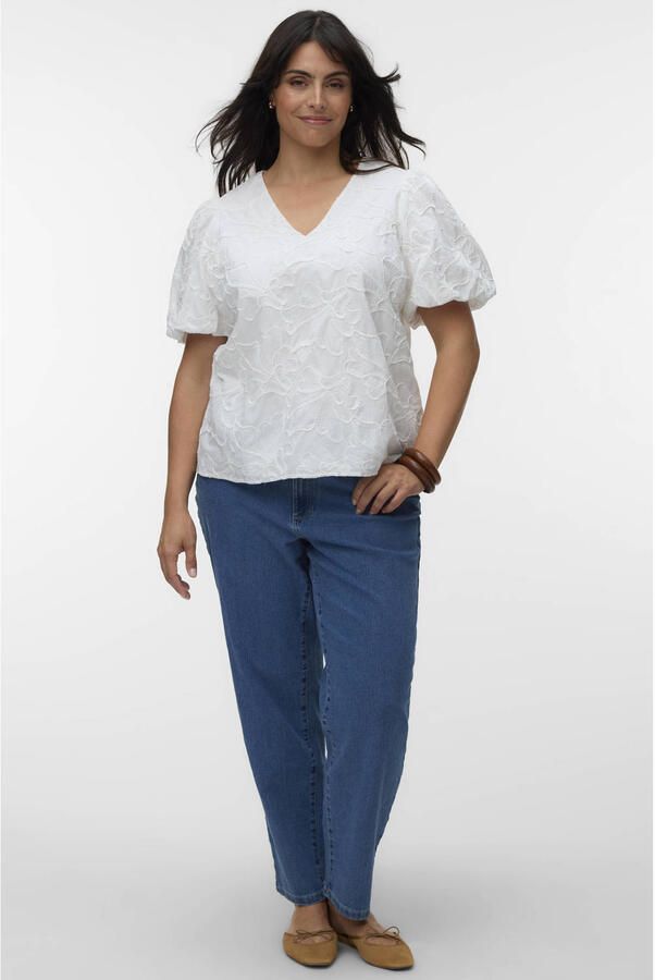 VERO MODA CURVE gebloemde top wit - Foto 3