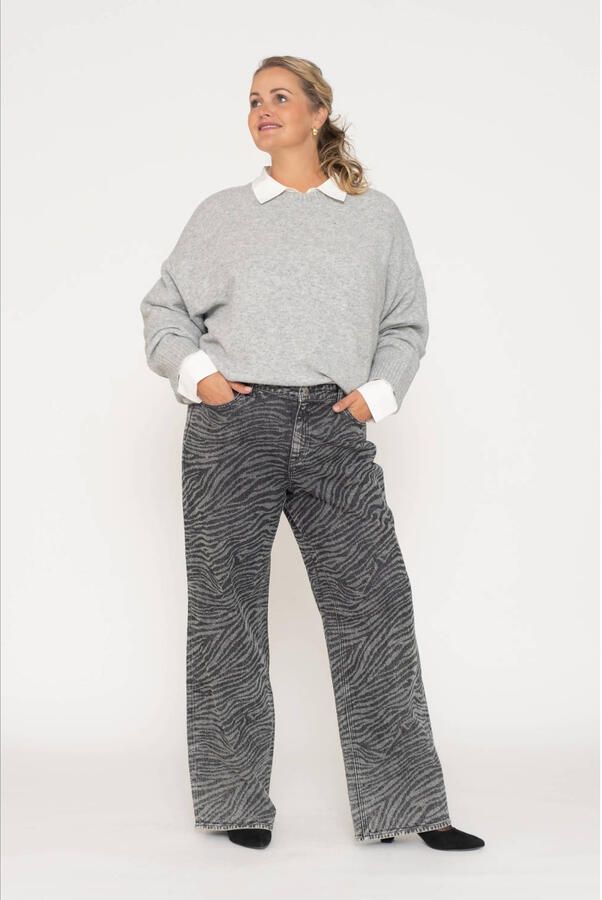 Vero Moda Curve Gebreide trui VMCBOOM LS O-NECK PULLOVER GA NOOS CUR