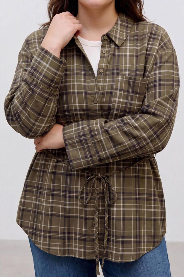 VERO MODA CURVE x Wehkamp geruite blouse Plus Size groen