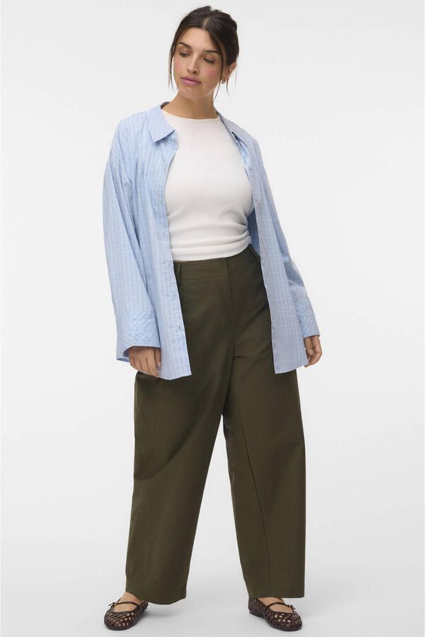 VERO MODA CURVE geruite top Plus Size lichtblauw