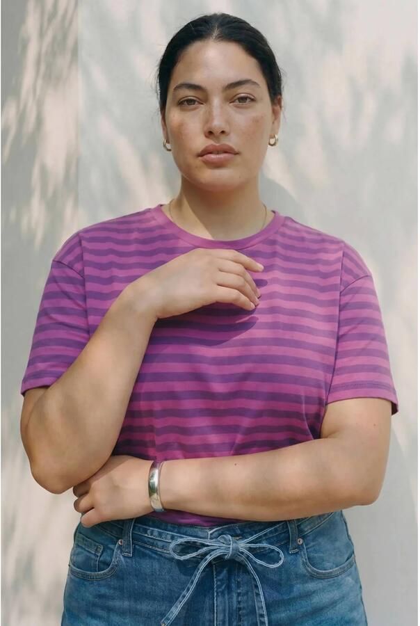 VERO MODA CURVE gestreept T-shirt Plus Size paars