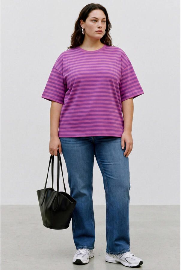 VERO MODA CURVE gestreept T-shirt Plus Size paars - Foto 3