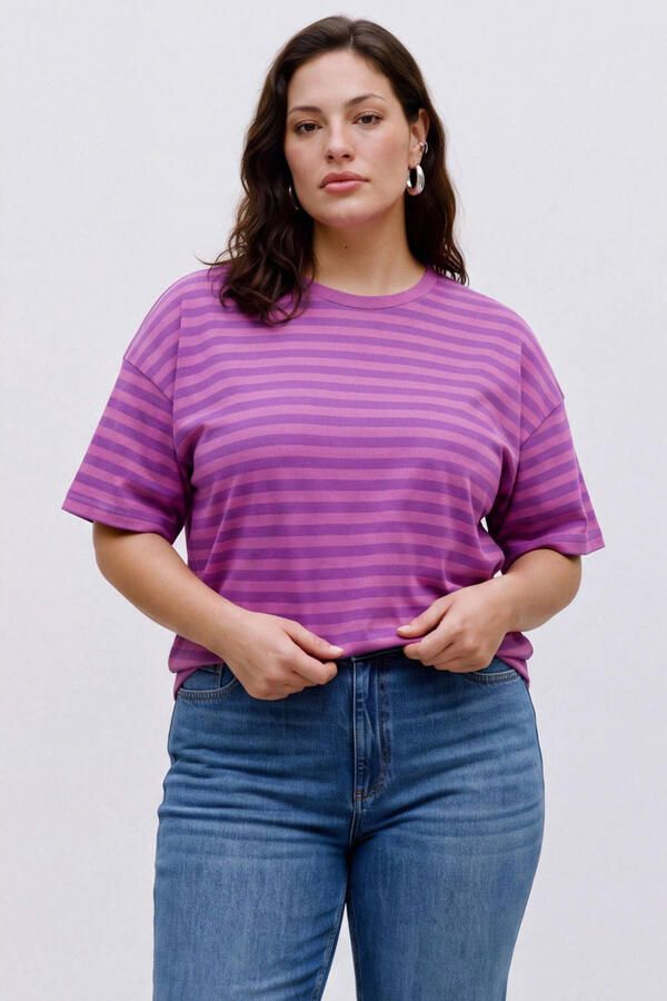 VERO MODA CURVE gestreept T-shirt Plus Size paars - Foto 4