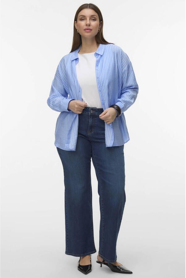 VERO MODA CURVE gestreepte blouse blauw
