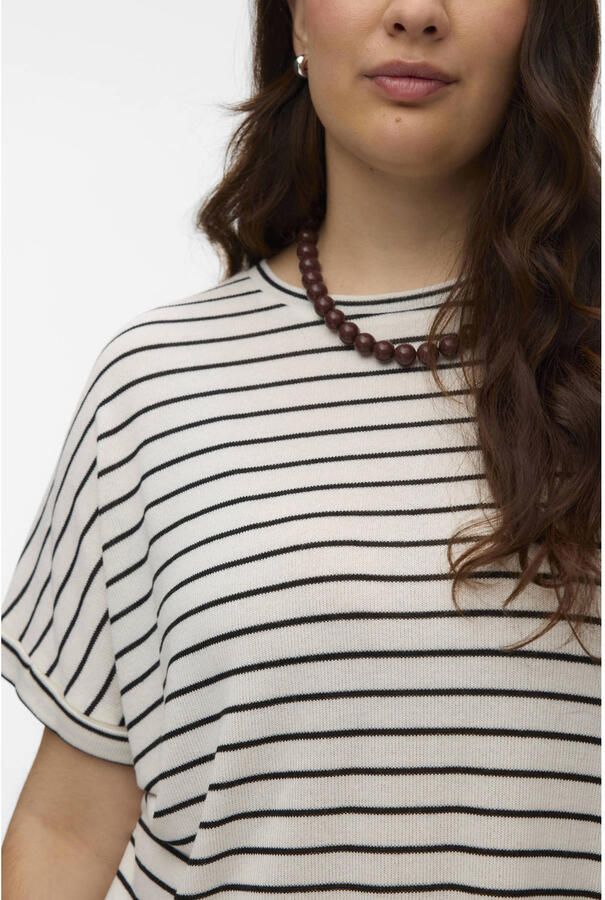 VERO MODA CURVE gestreepte T-shirt ecru gebreid - Foto 2
