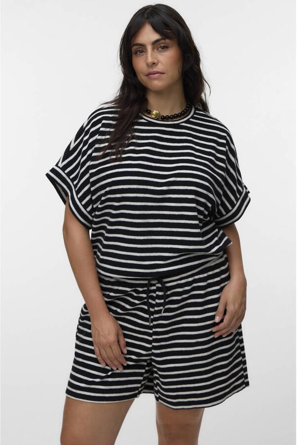 VERO MODA CURVE gestreepte top zwart