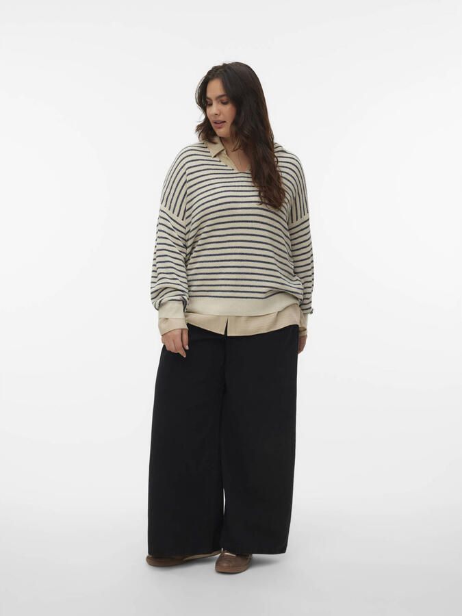 VERO MODA CURVE gestreepte trui ecru gebreid