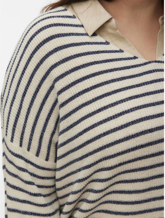 VERO MODA CURVE gestreepte trui ecru gebreid - Foto 2