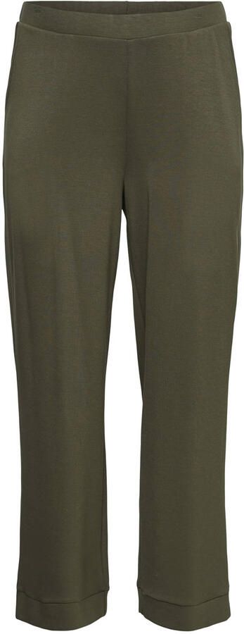 VERO MODA CURVE high waist straight leg casual broek Plus Size donkergroen