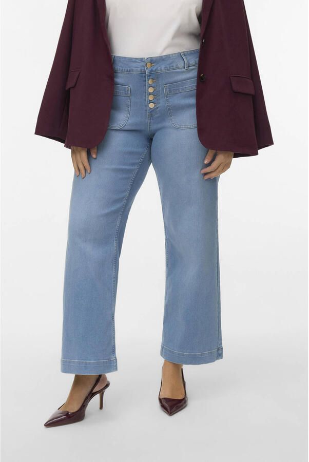 VERO MODA CURVE high waist wide leg jeans medium blue denim