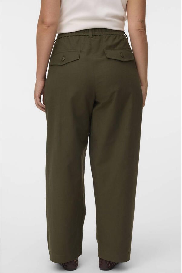 VERO MODA CURVE Plus Size denim barrel casual broek donkergroen - Foto 3