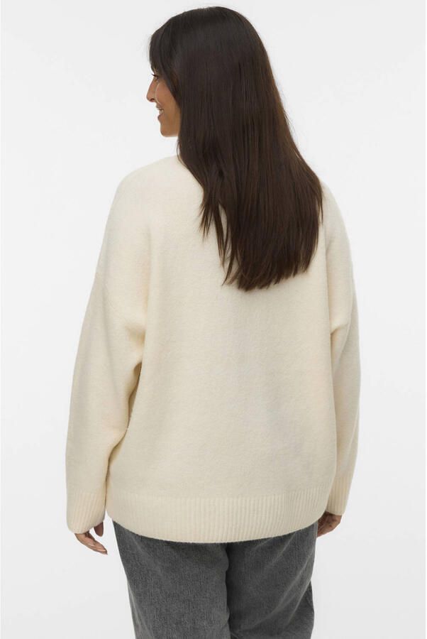 VERO MODA CURVE Plus Size oversized gebreide trui met wol ecru - Foto 2