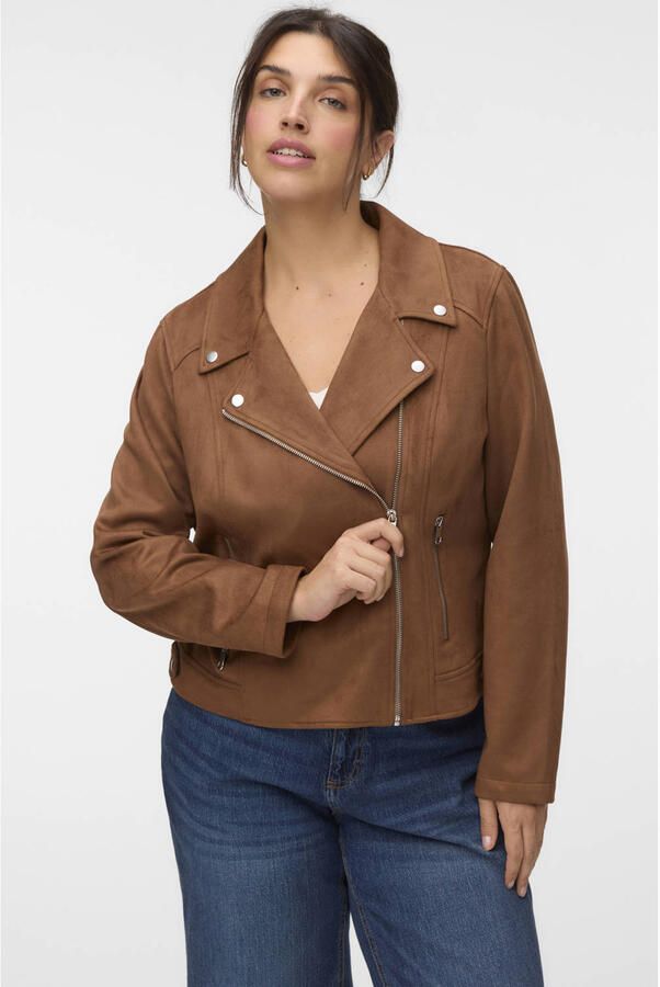 VERO MODA CURVE imitatieleren jas Plus Size cognac