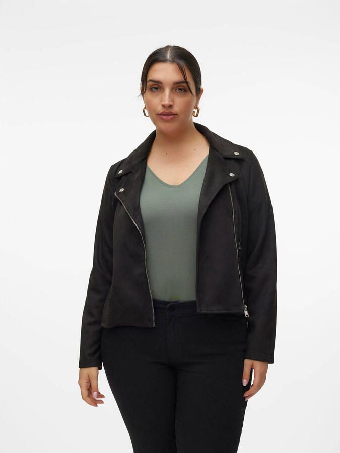 VERO MODA CURVE imitatieleren jas zwart