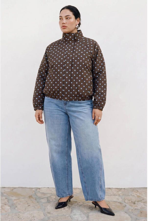 VERO MODA CURVE jacket Plus Size met stippen bruin
