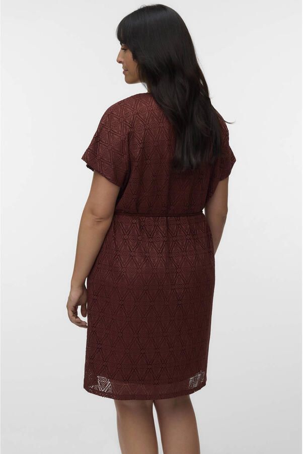VERO MODA CURVE korte jurk crochet donkerrood - Foto 2