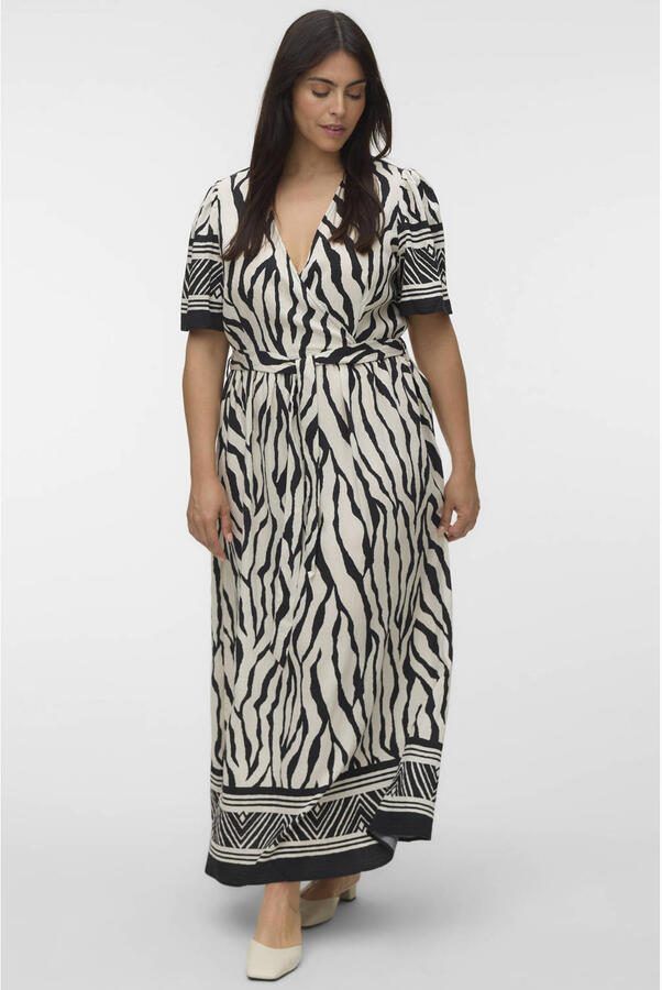 VERO MODA CURVE korte jurk met zebraprint zwart