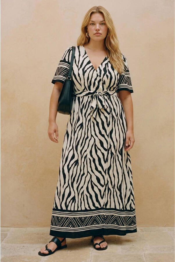 VERO MODA CURVE korte jurk met zebraprint zwart - Foto 2