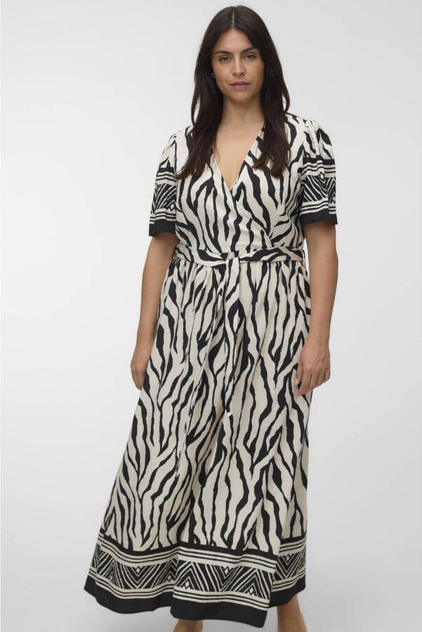 VERO MODA CURVE korte jurk met zebraprint zwart - Foto 3