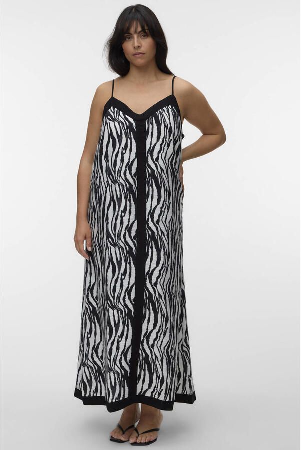 VERO MODA CURVE maxi jurk met zebraprint zwart