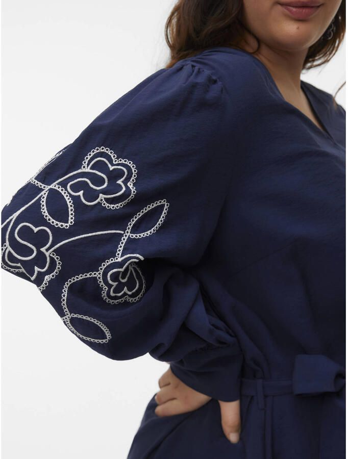 VERO MODA CURVE mini jurk broderie blauw - Foto 2
