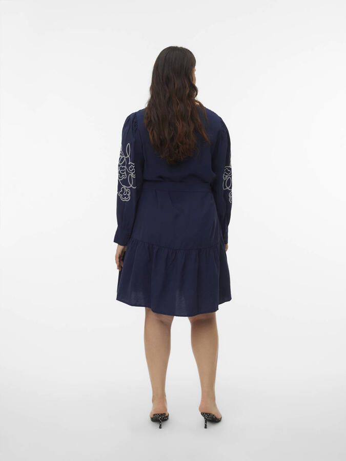 VERO MODA CURVE mini jurk broderie blauw - Foto 3