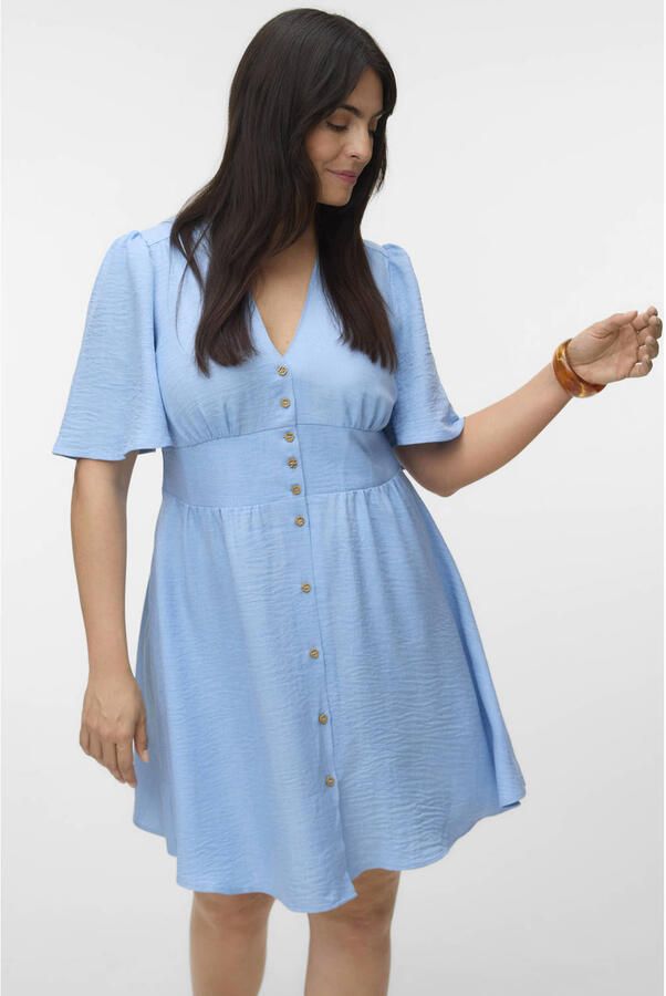 VERO MODA CURVE mini jurk Plus Size lichtblauw
