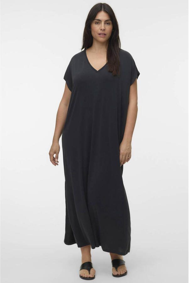 VERO MODA CURVE modal sweatjurk met split Plus Size zwart