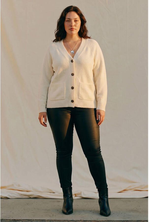 VERO MODA CURVE oversized gebreid vest met wol ecru - Foto 3