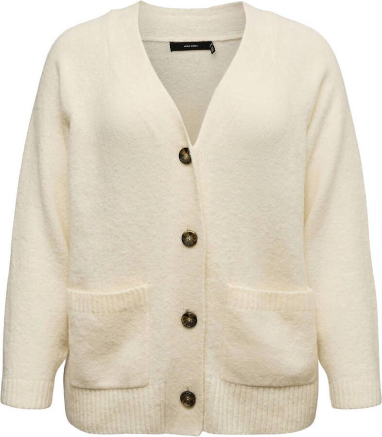 VERO MODA CURVE oversized gebreid vest met wol ecru - Foto 2