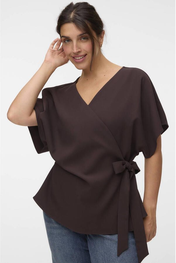 VERO MODA CURVE overslagtop Plus Size bruin