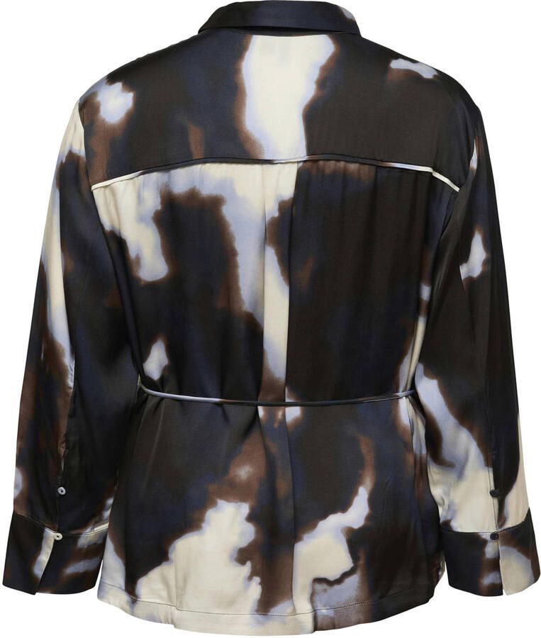 VERO MODA CURVE Plus Size blouse met ceintuur en print donkerbruin blauw - Foto 2