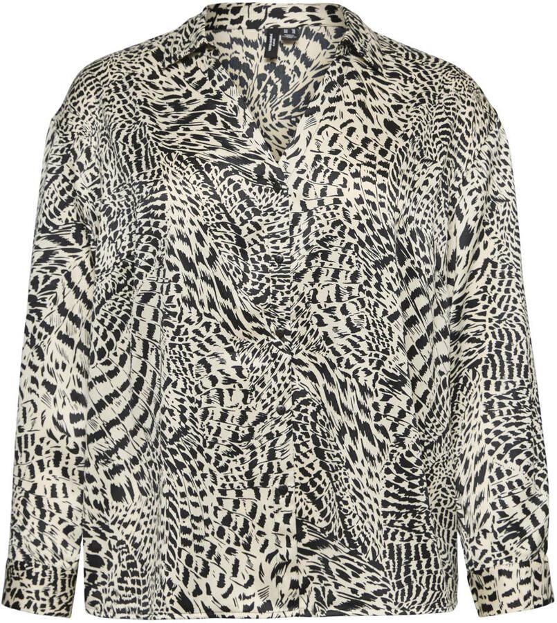 VERO MODA CURVE Plus Size blouse met print wit zwart
