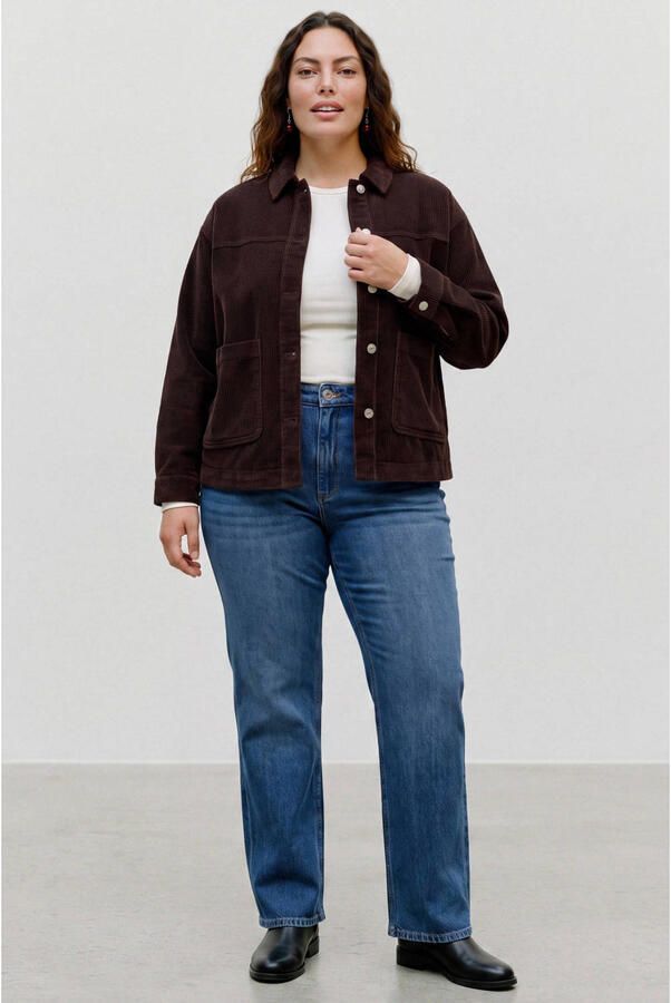 VERO MODA CURVE Plus Size corduroy blouse donkerbruin - Foto 3