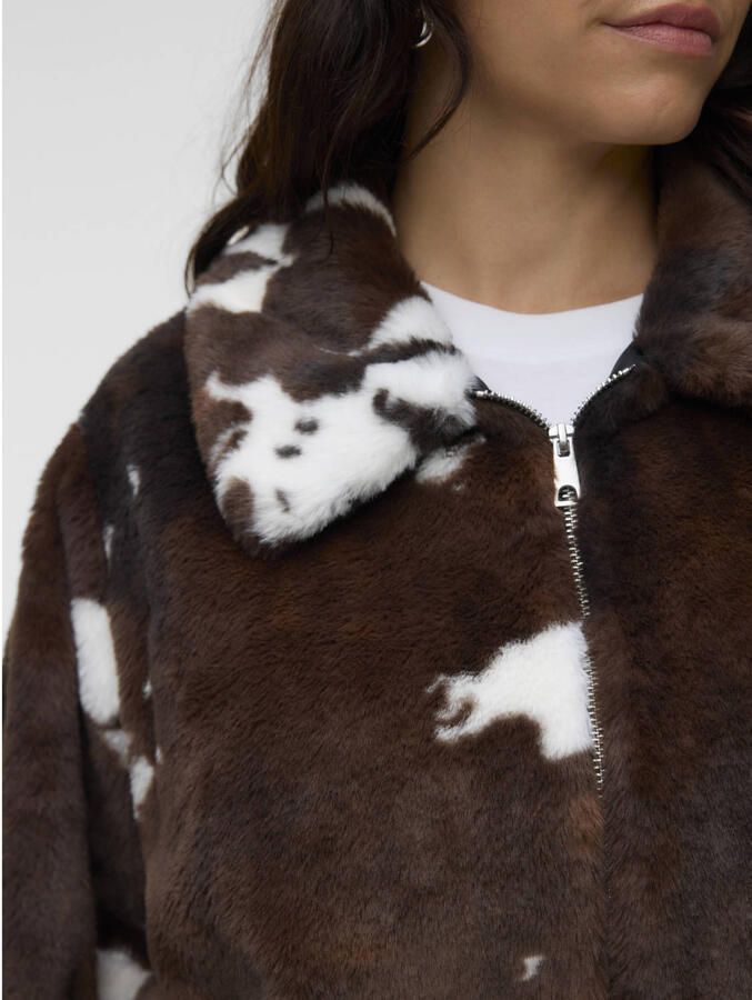 VERO MODA CURVE Plus Size faux fur jas met koeienprint bruin - Foto 2