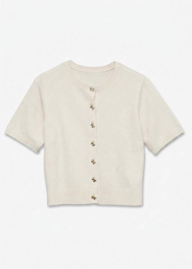 VERO MODA CURVE Plus Size gebreid vest ecru