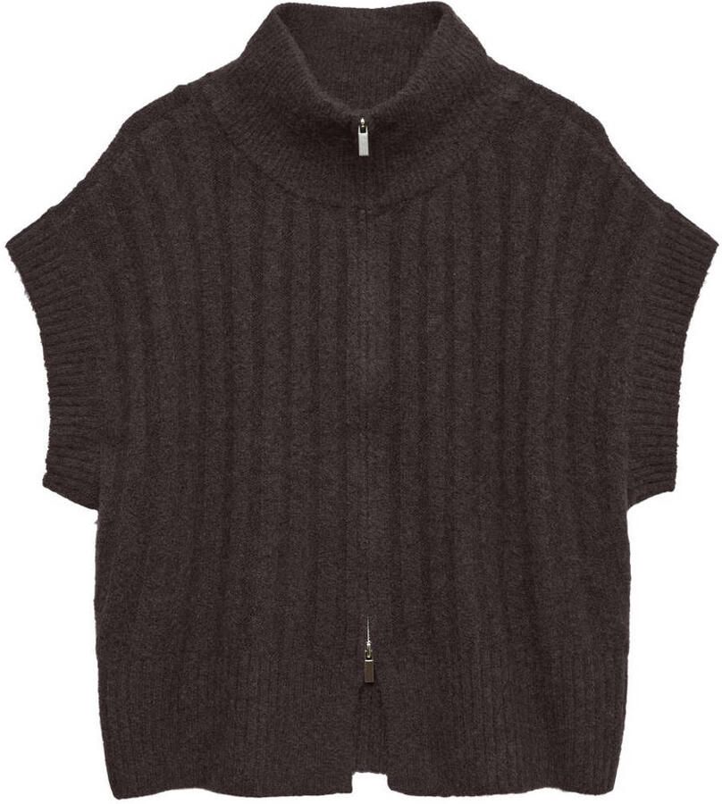 VERO MODA CURVE Plus Size gebreid vest met wol donkerbruin - Foto 2