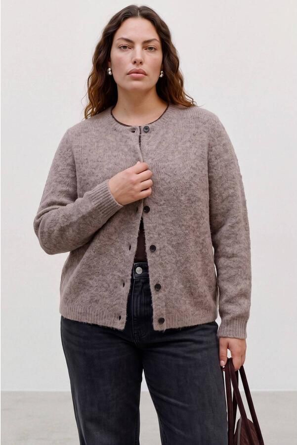 VERO MODA CURVE Plus Size gebreid vest met wol lichtbruin