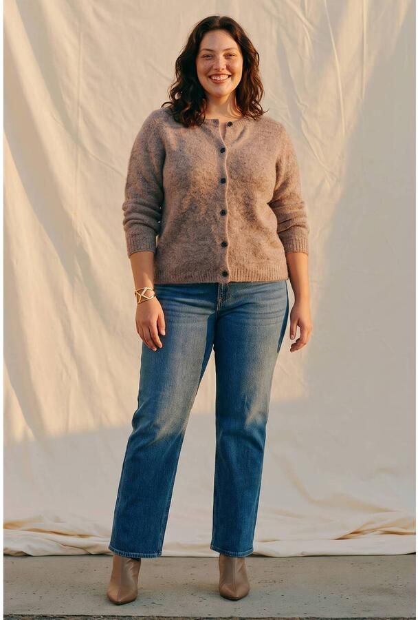 VERO MODA CURVE Plus Size gebreid vest met wol lichtbruin - Foto 2
