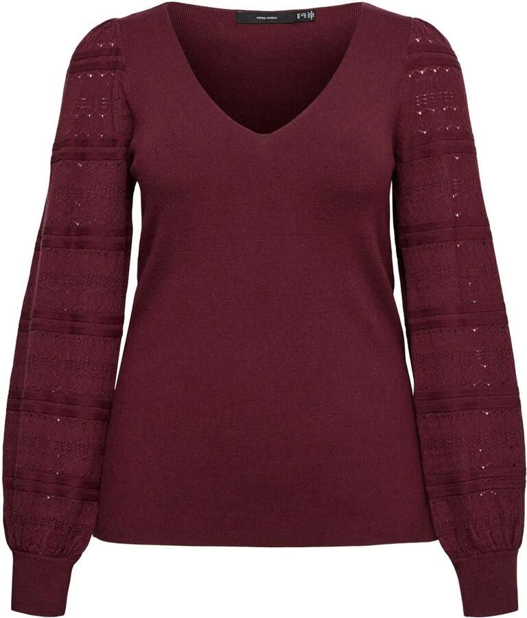 VERO MODA CURVE Plus Size gebreide trui donkerrood