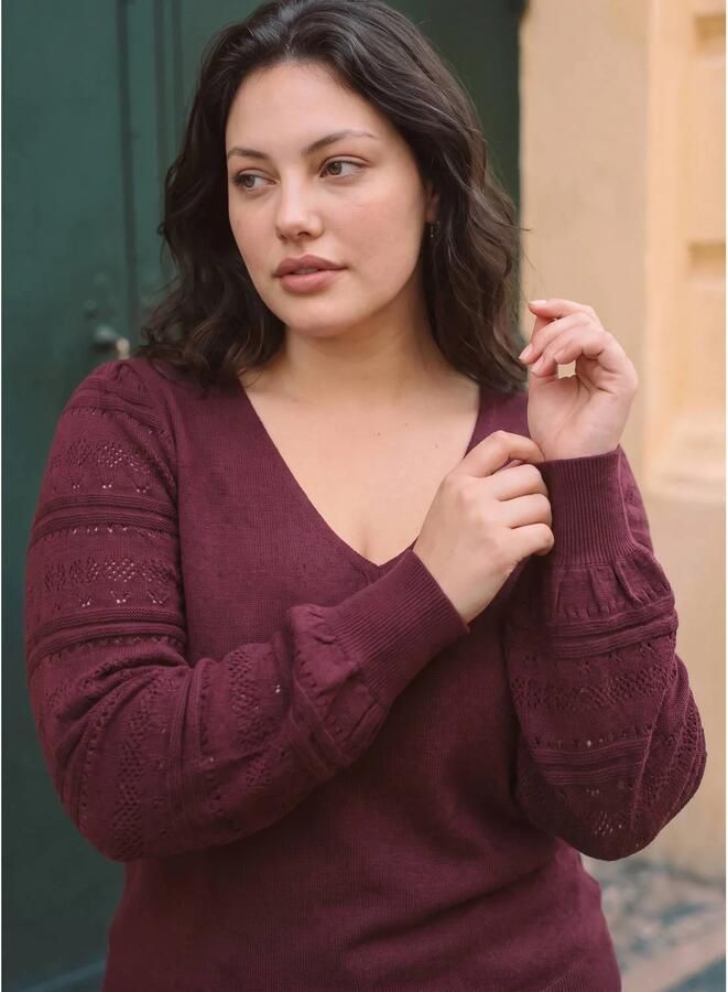 VERO MODA CURVE Plus Size gebreide trui donkerrood - Foto 2