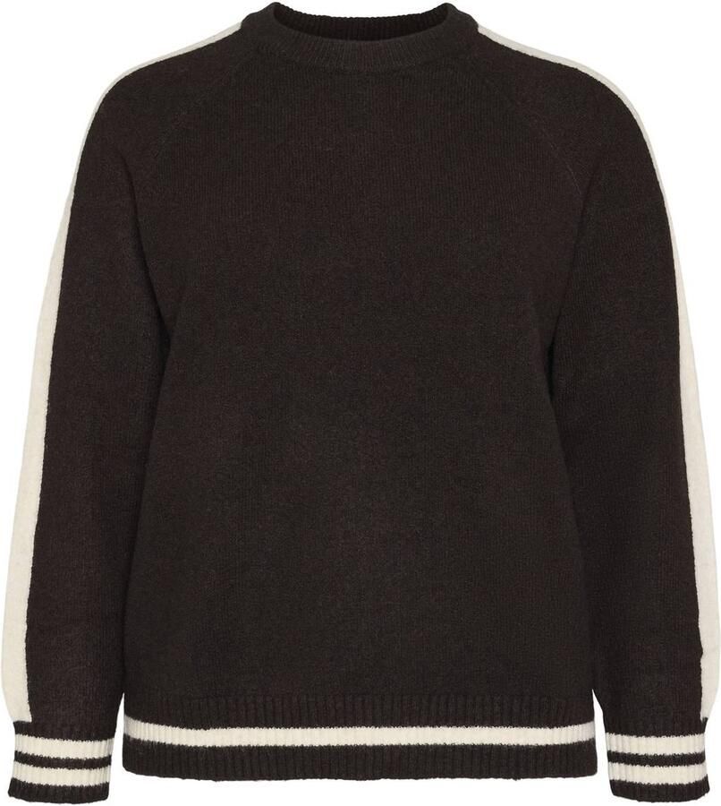 VERO MODA CURVE Plus Size gebreide trui met wol donkerbruin - Foto 2