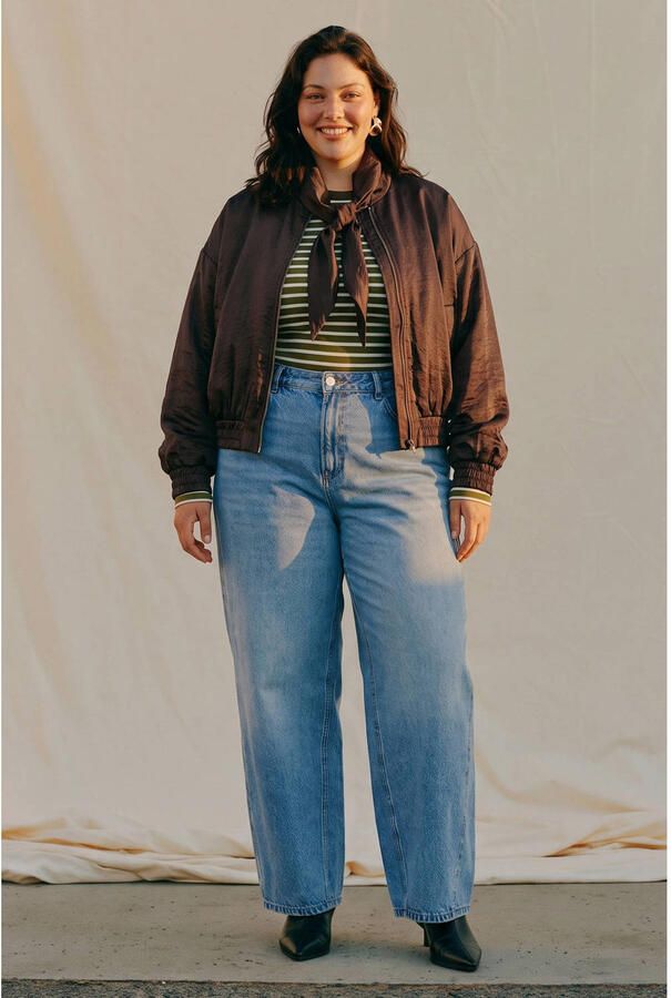 VERO MODA CURVE Plus Size gestreepte top groen bruin - Foto 3