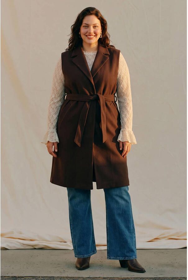 VERO MODA CURVE Plus Size gilet bruin - Foto 2