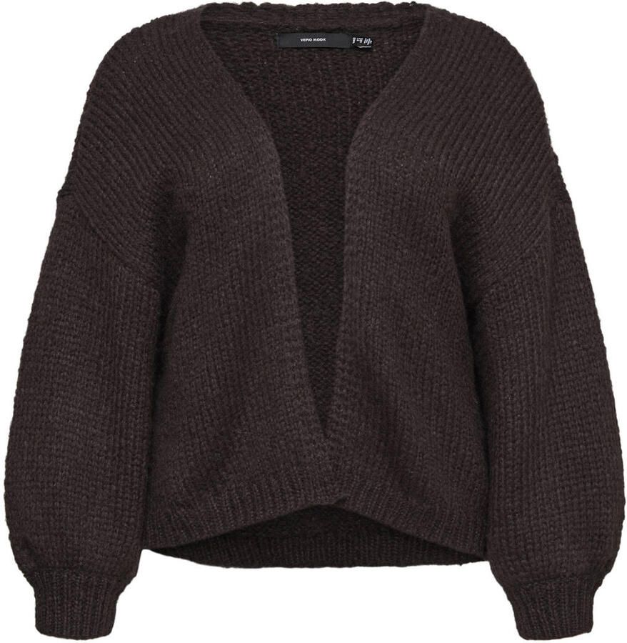 VERO MODA CURVE Plus Size loose fit gebreid vest donkerbruin