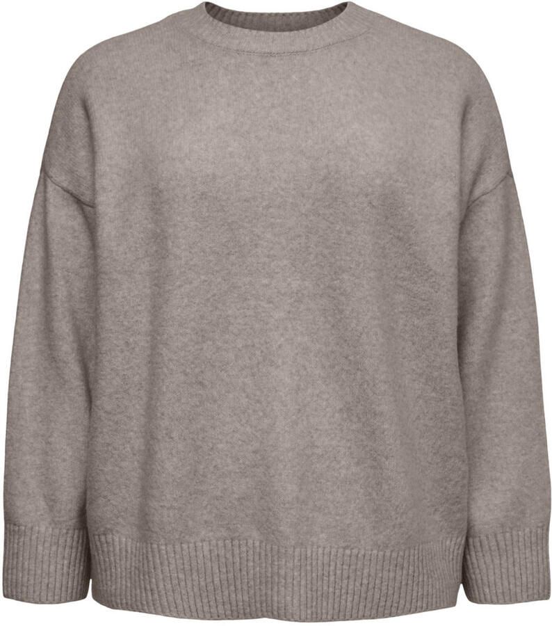 VERO MODA CURVE Plus Size oversized gebreide trui met wol grijsbruin
