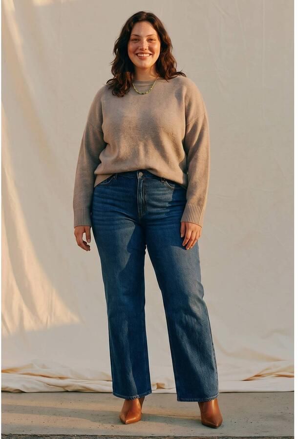 VERO MODA CURVE Plus Size oversized gebreide trui met wol grijsbruin