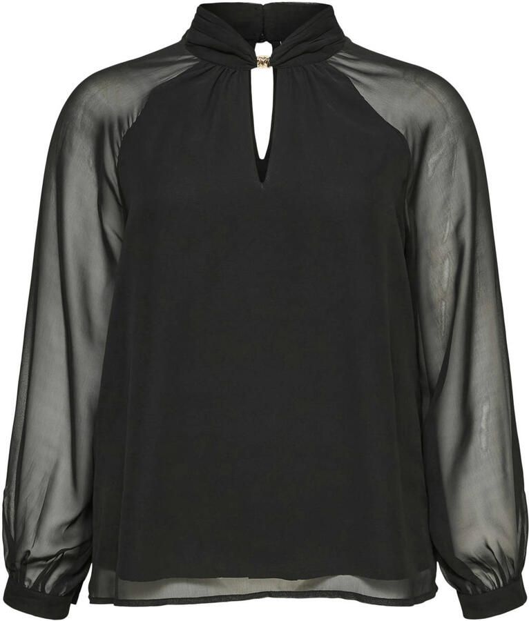 VERO MODA CURVE Plus Size semi-transparante top met cut-out zwart