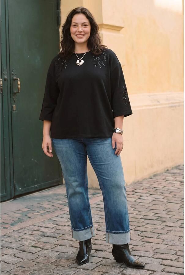 VERO MODA CURVE Plus Size sweater met pailletten zwart