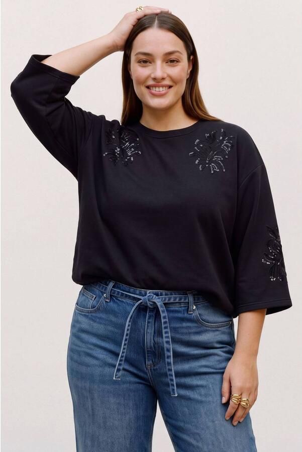 VERO MODA CURVE Plus Size sweater met pailletten zwart